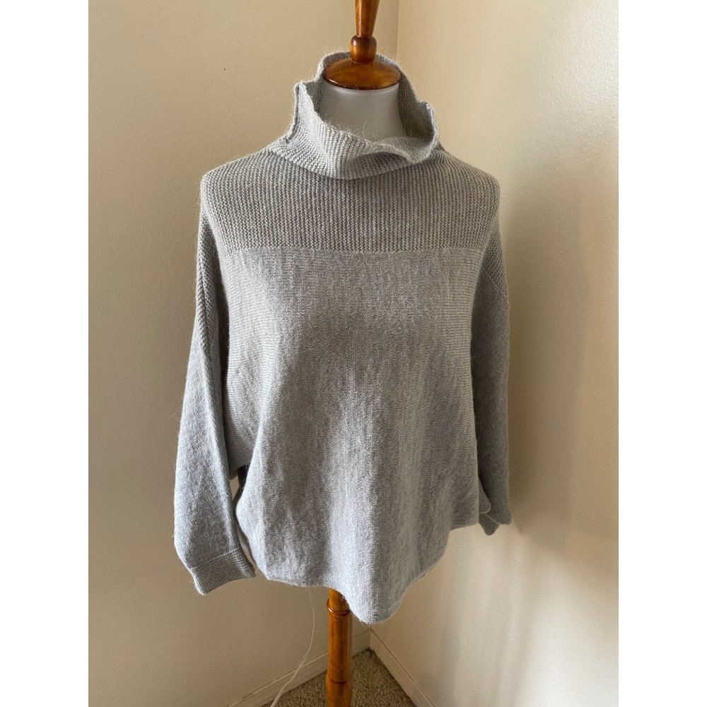 Anthropologie Alphamoment Women’s Mohair Blend Grey Turtleneck Size L/XL Sweater